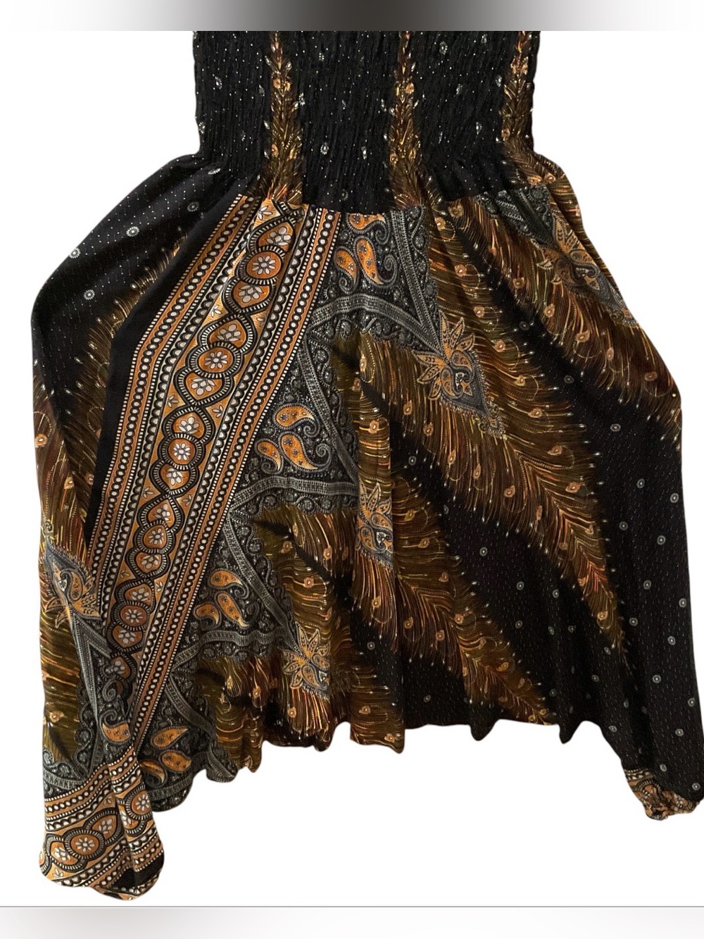 Boho Black & Gold Patterned Harem pants women’s Small